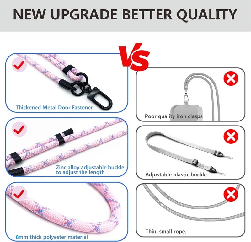 MOCA Clip n Go Womens Girls Adjustable Universal Mobile Phone Lanyard, Phone Strap with Hanging Pearl, Stylish Crossbody Strap Lanyard with for Mobile Phone Tether Tab Patch (Black) - Image 4