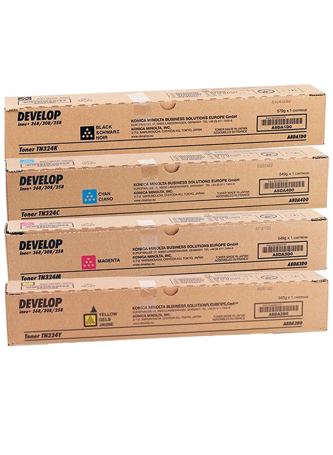 ديفيلوب Genuine 4 Pack Develop TN-324 Toner Cartridge Value Pack [1BK, 1C, 1M, 1Y] For Bizhub C258 Bizhub C308 Bizhub C368 - Image 1