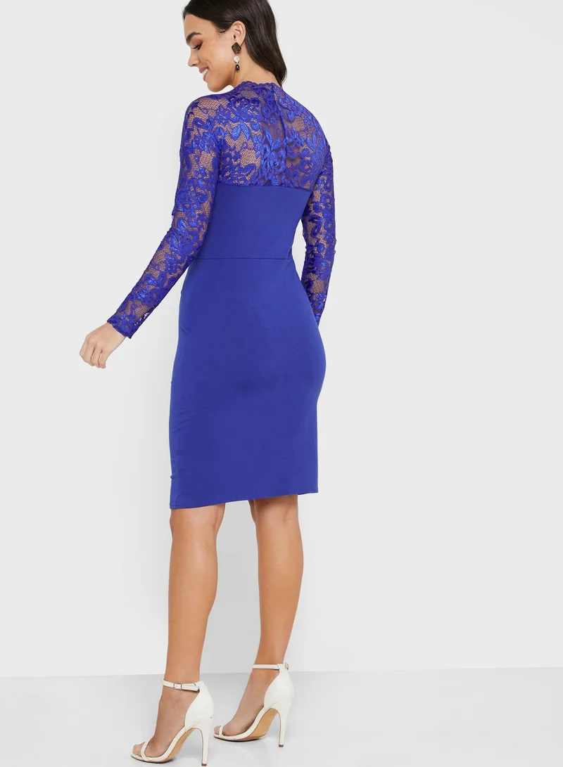 HotSquash London Lace Sleeve Sheath Dress