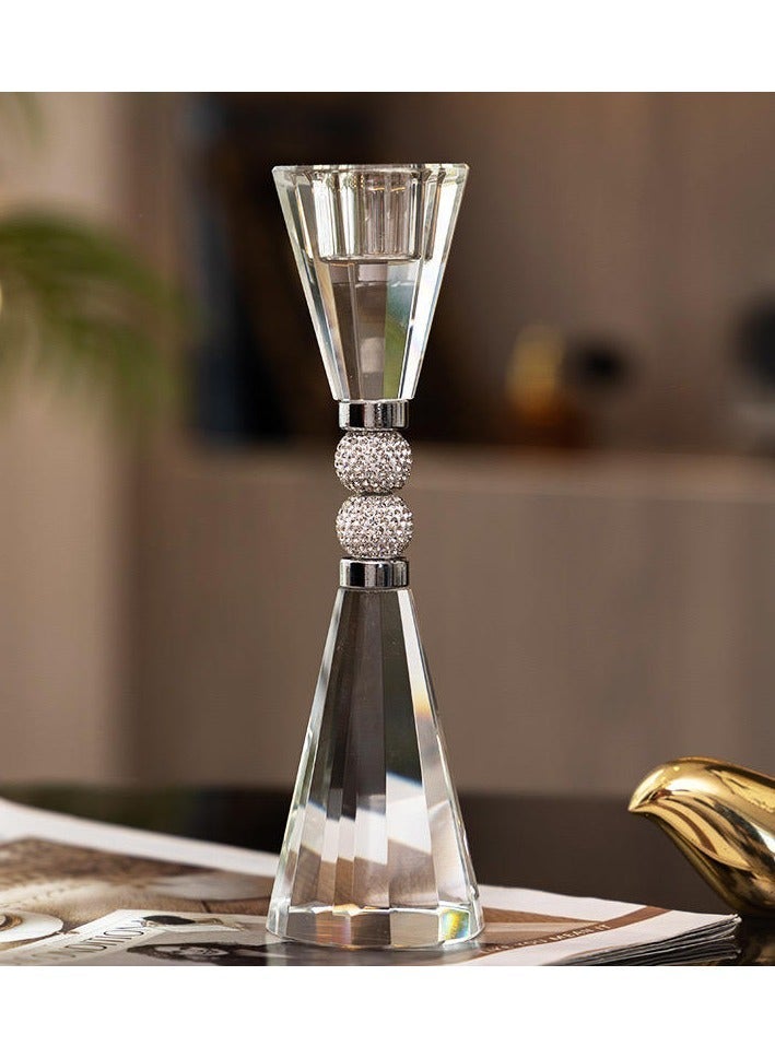 Elegant Crystal Candles Holder, Simple Transparent Crystal Bottom Candlestick Holder Dining Table Living Room Decoration Ornaments, Studded Bling Center - Image 5