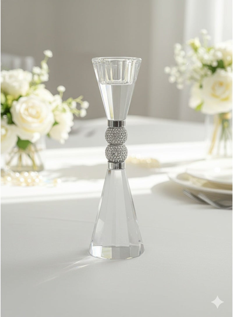 Elegant Crystal Candles Holder, Simple Transparent Crystal Bottom Candlestick Holder Dining Table Living Room Decoration Ornaments, Studded Bling Center - Image 4