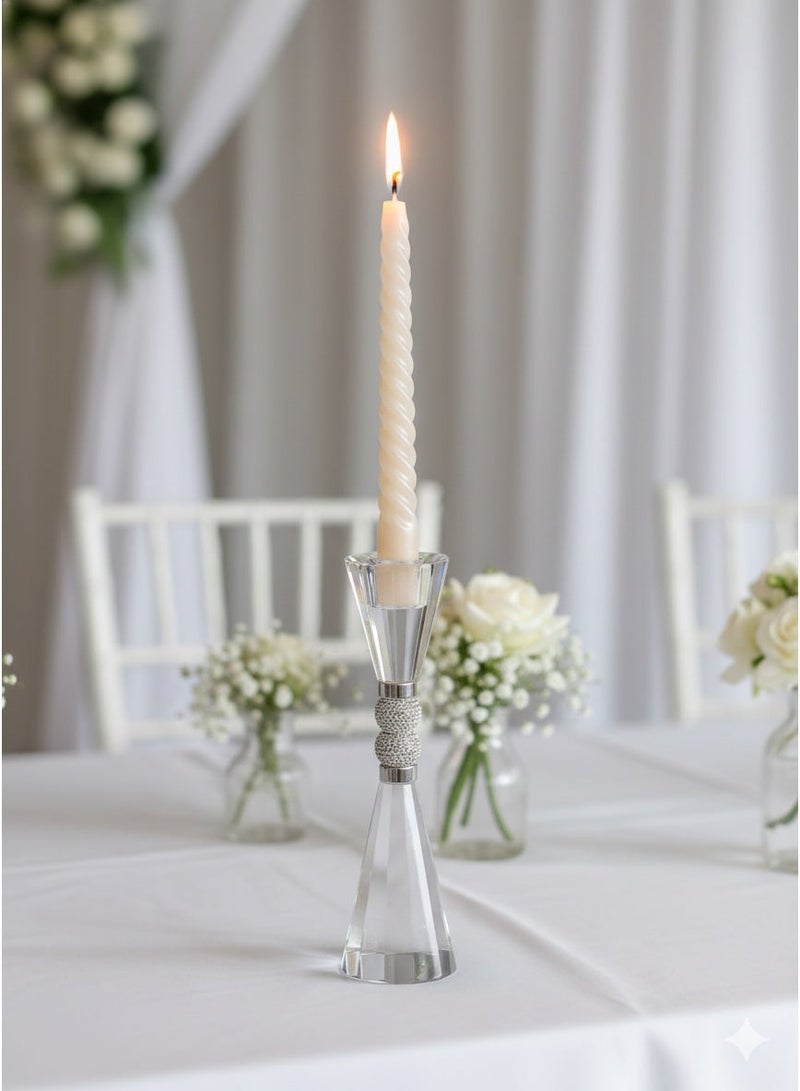 Elegant Crystal Candles Holder, Simple Transparent Crystal Bottom Candlestick Holder Dining Table Living Room Decoration Ornaments, Studded Bling Center - Image 2