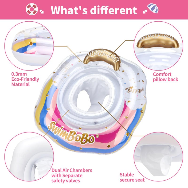 Swimbobo Inflatable Baby Swimming Float with Safe Seat for Age 6-36 Months Toddler (Rainbow) - Image 3