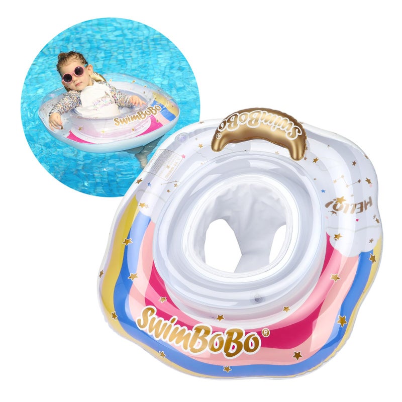 Swimbobo Inflatable Baby Swimming Float with Safe Seat for Age 6-36 Months Toddler (Rainbow) - Image 1