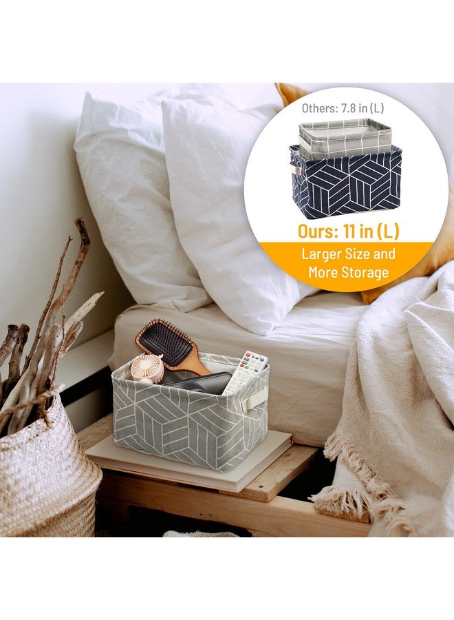 Crowned 6 Pcs Storage Basket Foldable Cube Fabric Bins Square Mini Box Receive Organizer Rectangle Canvas with Handles for Home Office Books Small 11x8x6.3 inch Grey - Image 3