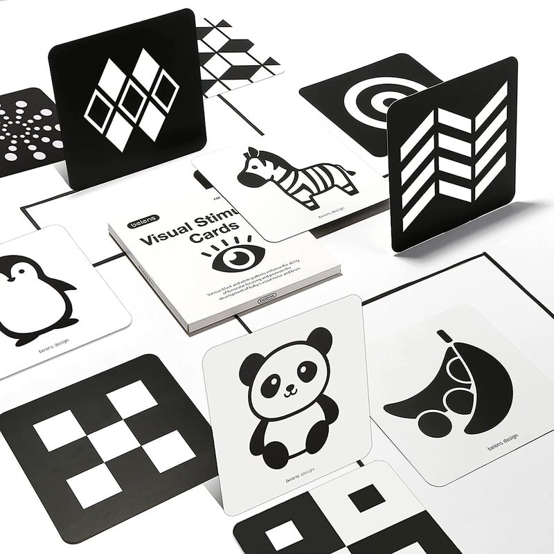 beiens High Contrast Baby Flashcards, Black White Color Newborn Brain Development Toys, Visual Stimulation Learning Activity Cards, Educational Infants Gift (Black & White(for 0-3 Months)) - Image 1