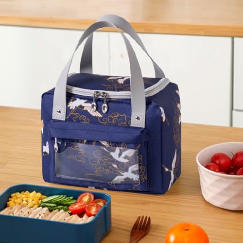 UMAI Insulated Lunch/Tiffin/Storage Bag for Kids, Women & Men | Ideal Tote Bag for Office/School/Outdoor Activities-Lightweight, Durable Handle, Front Pocket for Napkins, Cutlery (Navy Blue) - Image 1