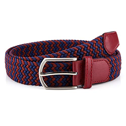 Radmire Braided Canvas Woven Elastic Stretch Belts for Men/Women/Junior with Multicolored (WineBlue, Large/36-38” Waist) - Image 2