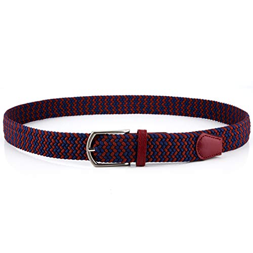 Radmire Braided Canvas Woven Elastic Stretch Belts for Men/Women/Junior with Multicolored (WineBlue, Large/36-38” Waist) - Image 5