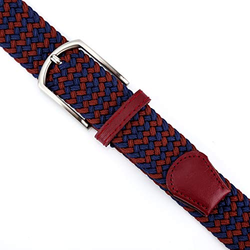 Radmire Braided Canvas Woven Elastic Stretch Belts for Men/Women/Junior with Multicolored (WineBlue, Large/36-38” Waist) - Image 3