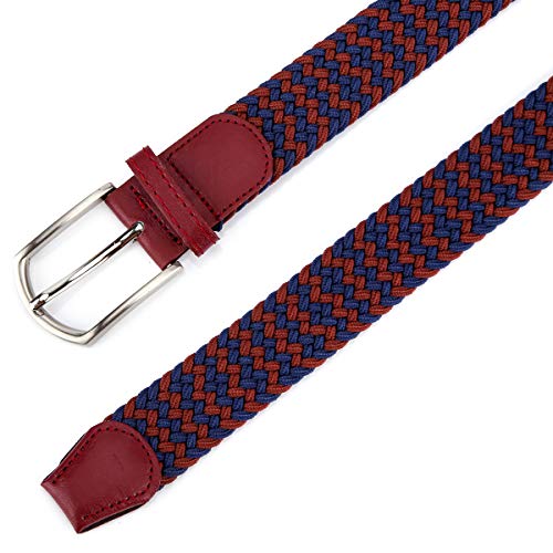 Radmire Braided Canvas Woven Elastic Stretch Belts for Men/Women/Junior with Multicolored (WineBlue, Large/36-38” Waist) - Image 4