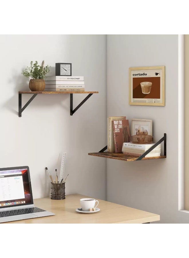 حياة جيدة 2 رفوف عائمة باللون البني الريفي ، رفوف تخزين كبيرة وعميقة معلقة بالجدار ، مناسبة لغرفة النوم والحمام وغرفة الغسيل والمطبخ وغرفة المعيشة وخزانة الديكور (40 * 30 * 1.5 سم) - Image 2