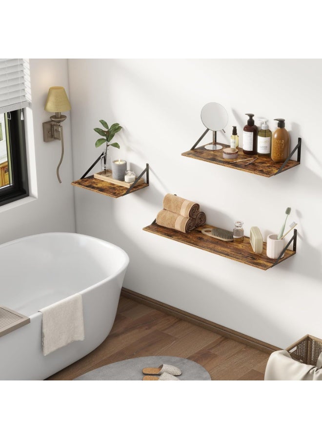 حياة جيدة 2 رفوف عائمة باللون البني الريفي ، رفوف تخزين كبيرة وعميقة معلقة بالجدار ، مناسبة لغرفة النوم والحمام وغرفة الغسيل والمطبخ وغرفة المعيشة وخزانة الديكور (40 * 30 * 1.5 سم) - Image 4