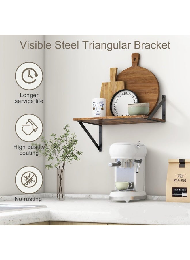 حياة جيدة 2 رفوف عائمة باللون البني الريفي ، رفوف تخزين كبيرة وعميقة معلقة بالجدار ، مناسبة لغرفة النوم والحمام وغرفة الغسيل والمطبخ وغرفة المعيشة وخزانة الديكور (40 * 30 * 1.5 سم) - Image 5