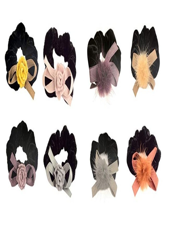 STRIPES® essentials Any 5Pcs Fashion Velvet Scrunchies For Women and Girls, Hair Band For Women, Ponytail Holder, Rubber Band, Large Scurnchies, Fluffy Scrunchies, Girls Hair Accessories - Pack of 5 - Image 1