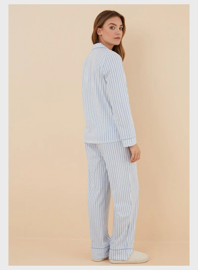 ومن سيكريت Button Detail Pyjama T-Shirt And Pyjama Pants