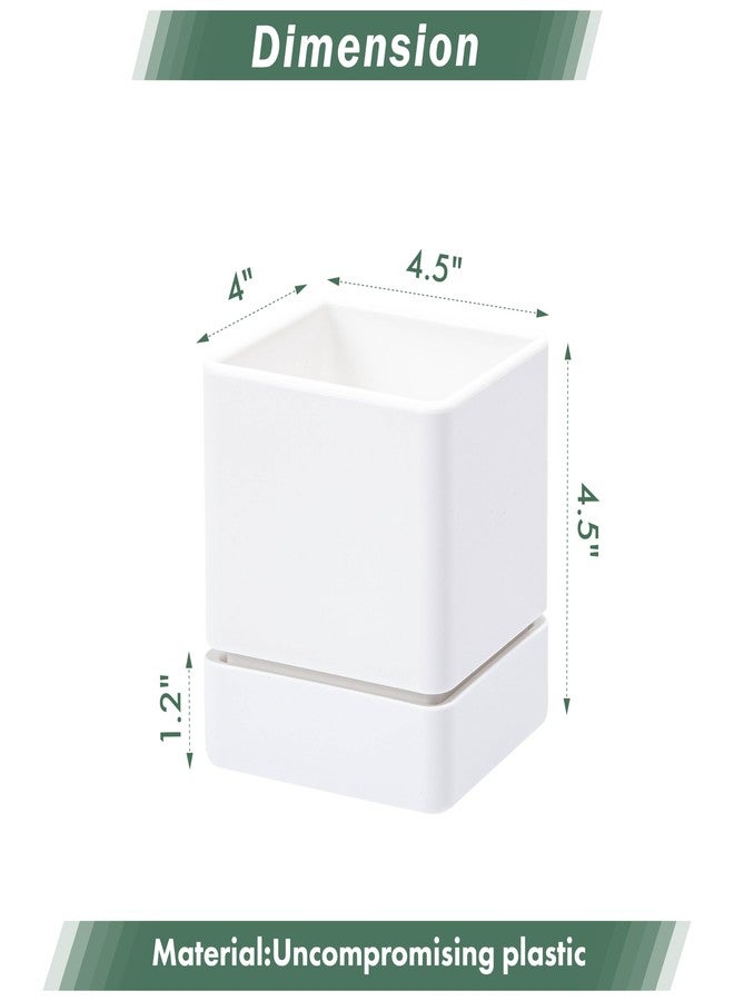 D'vine Dev 4 Inch Herb Planter Pot, Plastic Planter with Drainage Holes and Saucer, Modern Decorative Gardening Pot for Indoor Plants, Flowers, Herbs, Succulents, White, Set of 6, 76-Y-A-6 - Image 2