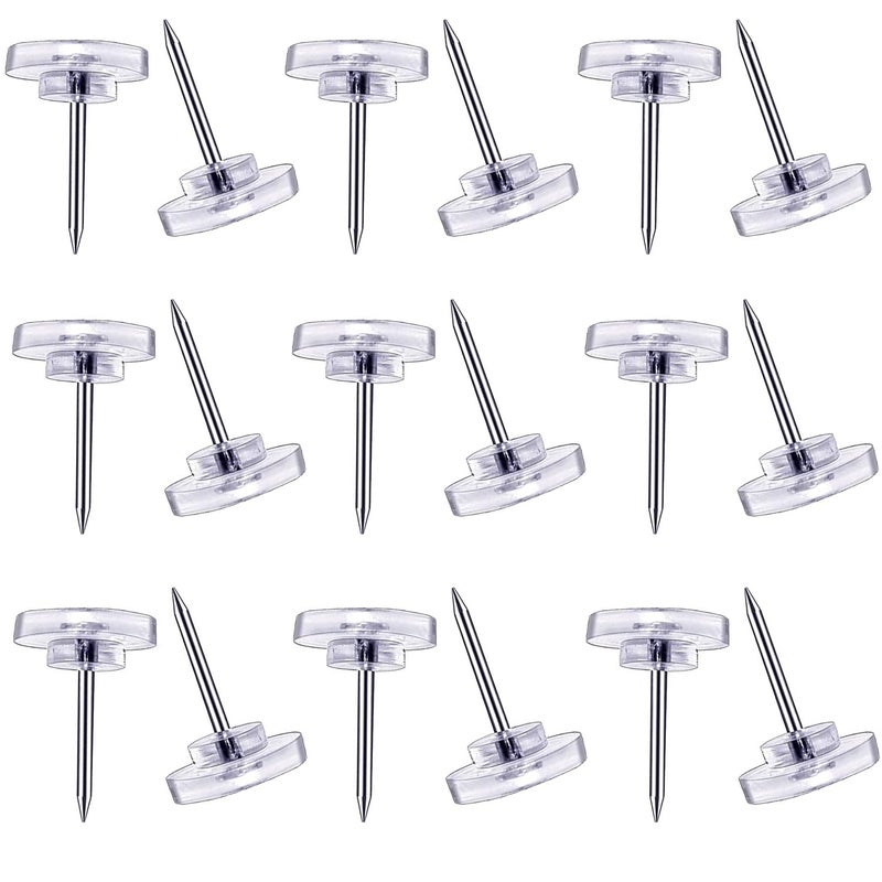 Willrain 150 Count Push Pins, Clear Thumb Tacks Suitable, Clear Thumb Tacks for Wall Hangings Plastic Clear Push Pins for Cork Board Flat Head Thumb Tacks - Image 1