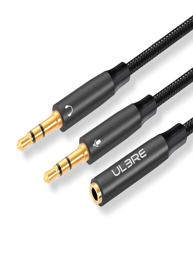 ULBRE Headphone Splitter for Computer 3.5mm Female to 2 Dual 3.5mm Male Headphone Mic Audio Y Splitter Cable Microphone Stereo Jack Earphones Port Cord Gaming Headset to PC Laptop - Image 1