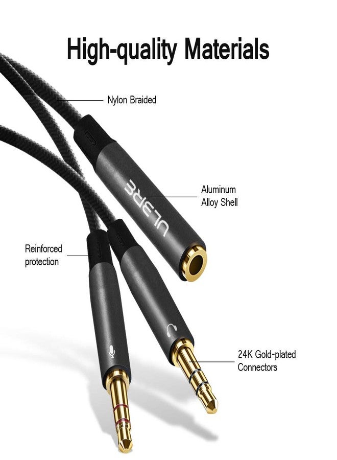 ULBRE Headphone Splitter for Computer 3.5mm Female to 2 Dual 3.5mm Male Headphone Mic Audio Y Splitter Cable Microphone Stereo Jack Earphones Port Cord Gaming Headset to PC Laptop - Image 3