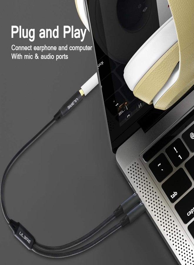 ULBRE Headphone Splitter for Computer 3.5mm Female to 2 Dual 3.5mm Male Headphone Mic Audio Y Splitter Cable Microphone Stereo Jack Earphones Port Cord Gaming Headset to PC Laptop - Image 2