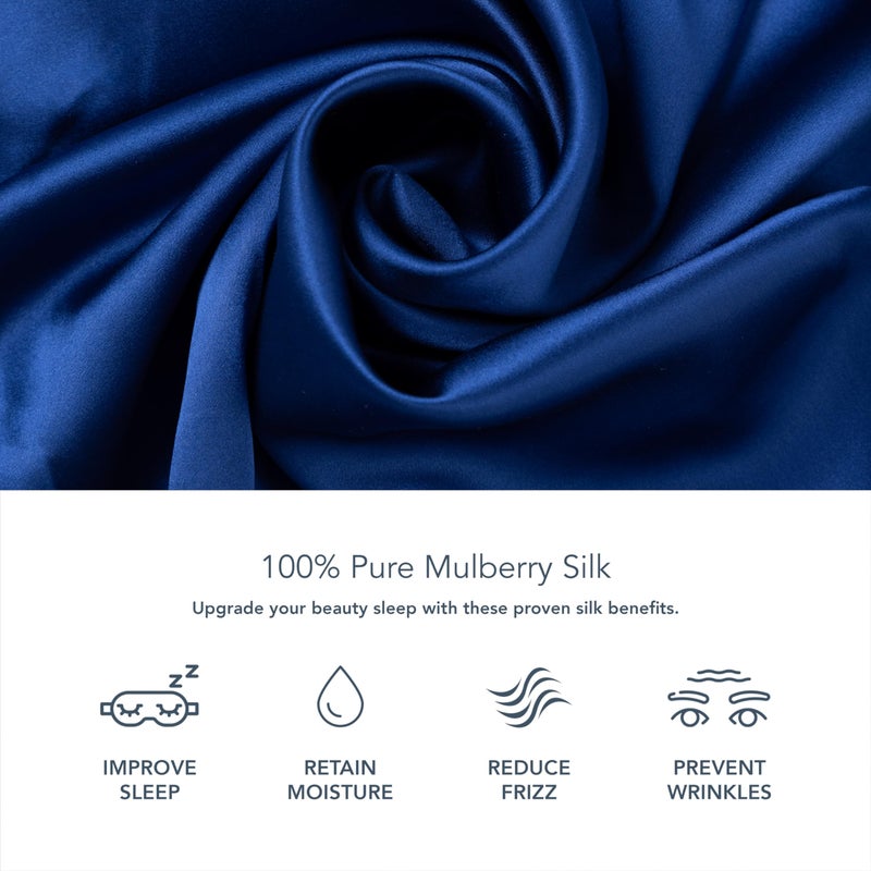 فيشرز فاينري Fishers Finery 19mm 100 ٪ Mulberry Silk Pillowcasegood Quality Quality (Navy K) - Image 5