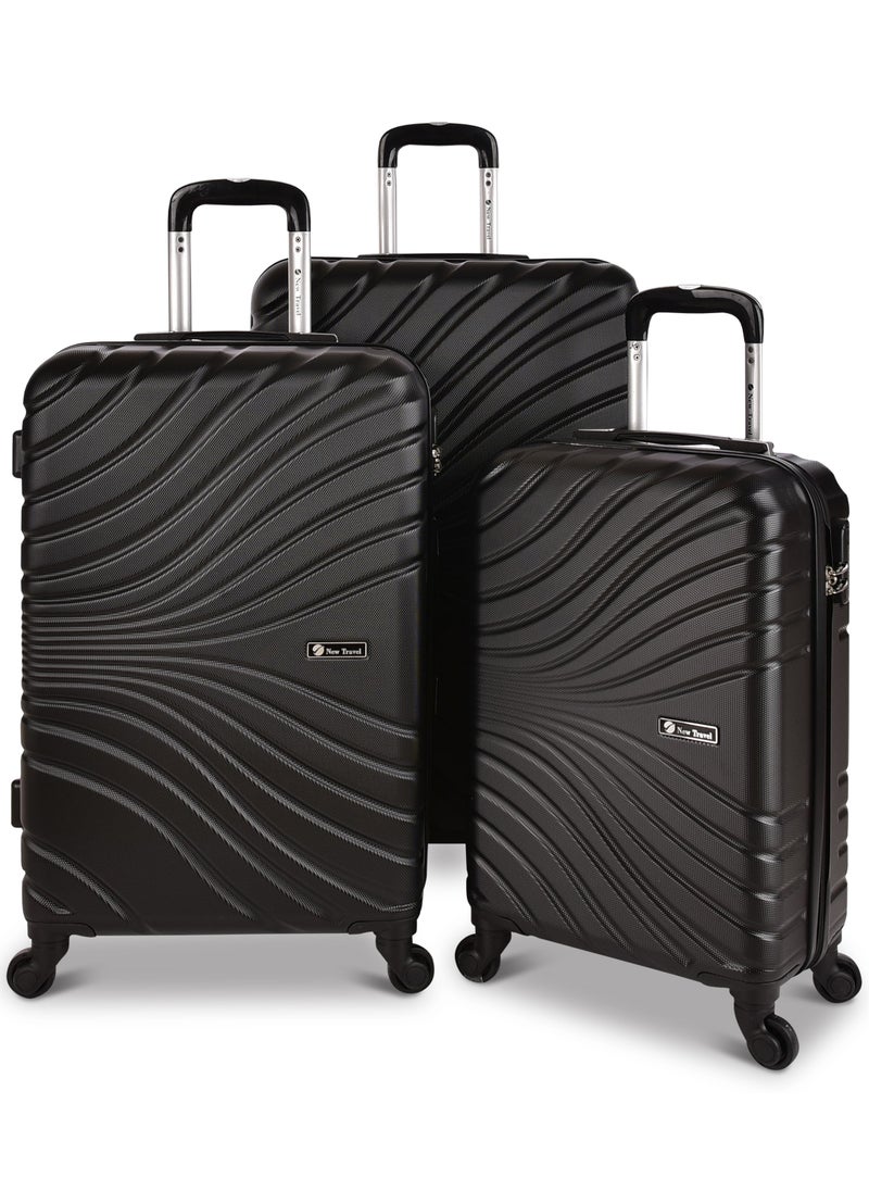 NEW TRAVEL New Travel ABS Luggage Set, Hard Trolley Travel Bag, Lightweight and Durable, with Carry On Cabin Sizes, Combination Lock and 4 Wheels, Size 20/24/28, NT802/3P  - Image 1