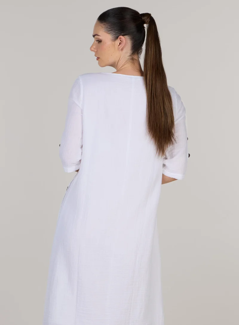 Just Nature Jenny Relaxed Fit Side Slit Midi Dress