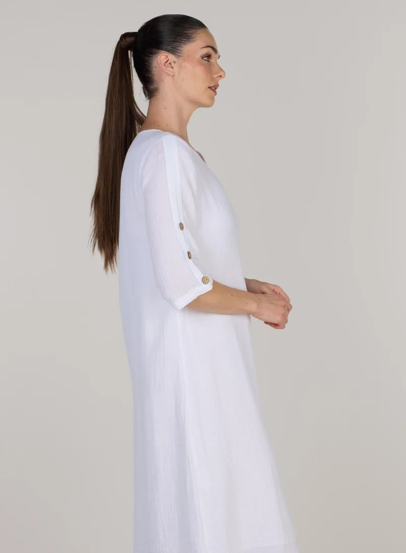 Just Nature Jenny Relaxed Fit Side Slit Midi Dress