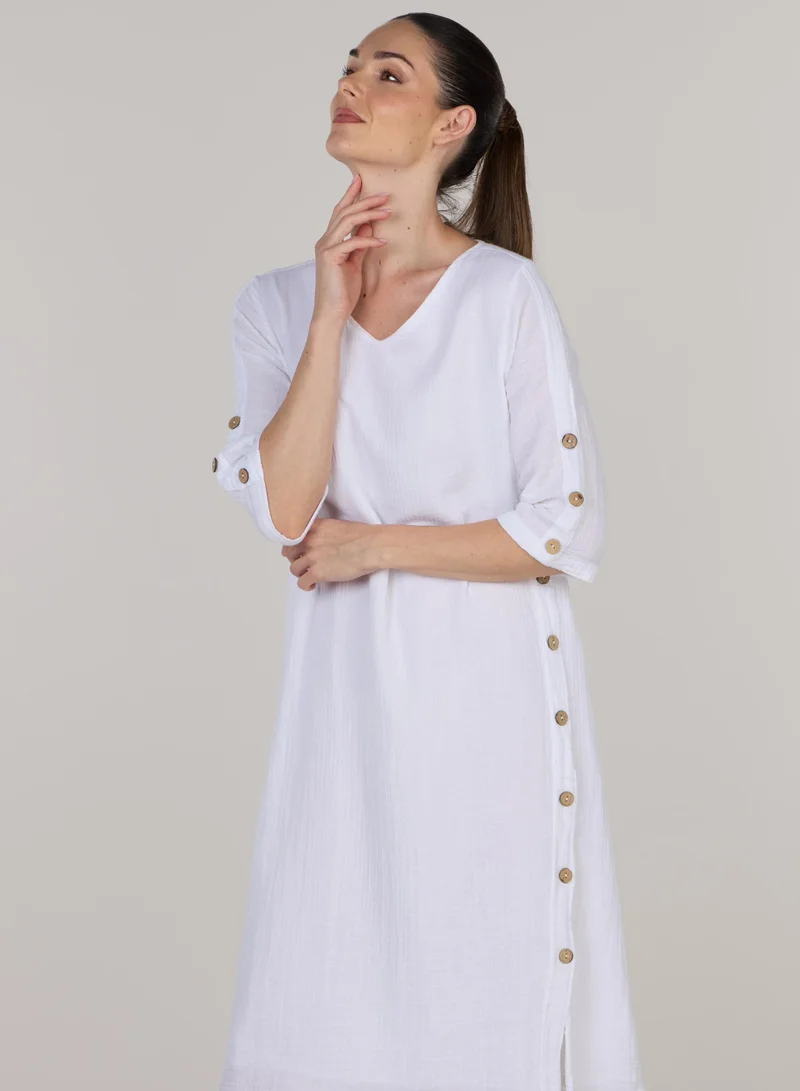 Just Nature Jenny Relaxed Fit Side Slit Midi Dress