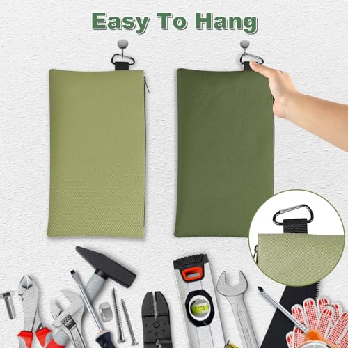 Rindion Tool Bag Zipper Pouch, 12.4×7.3 Inch Premium Tool Pouch with Carabiner, Utility Multipurpose Storage Organizer Bag for Tools, Stationery, Small Items (2 pack) - Image 4