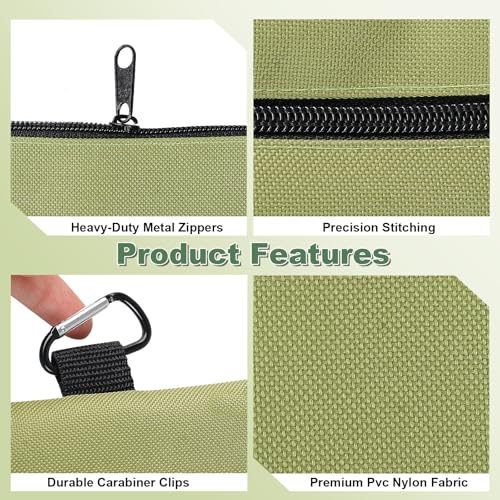 Rindion Tool Bag Zipper Pouch, 12.4×7.3 Inch Premium Tool Pouch with Carabiner, Utility Multipurpose Storage Organizer Bag for Tools, Stationery, Small Items (2 pack) - Image 3