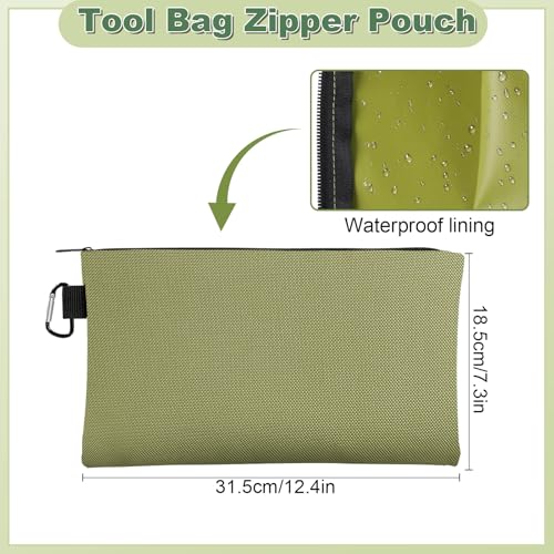 Rindion Tool Bag Zipper Pouch, 12.4×7.3 Inch Premium Tool Pouch with Carabiner, Utility Multipurpose Storage Organizer Bag for Tools, Stationery, Small Items (2 pack) - Image 2