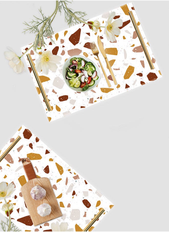 LOWHA Decorative Acrylic Serving Tray with Gold Color Metal Handles Terrazzo 20x30cm  - Image 4