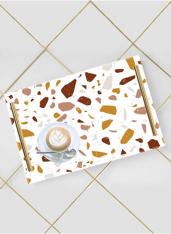 LOWHA Decorative Acrylic Serving Tray with Gold Color Metal Handles Terrazzo 20x30cm  - Image 5