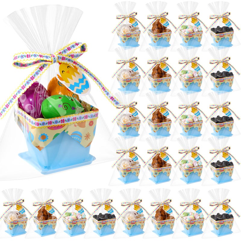 Mimorou 36 Set DIY Mini Easter Basket Stuffers Gift Baskets Empty Bulk Small Plastic Treat Boxes 4 Inch for Candy Snack Cookie Toy Fillers for Easter Egg Hunt Church Spring Party Favors - Image 1