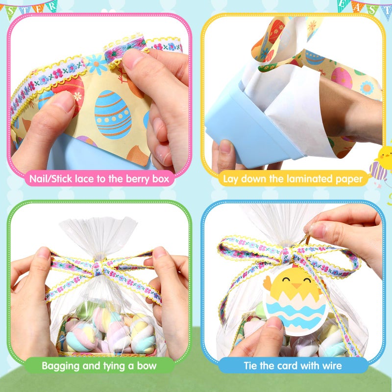 Mimorou 36 Set DIY Mini Easter Basket Stuffers Gift Baskets Empty Bulk Small Plastic Treat Boxes 4 Inch for Candy Snack Cookie Toy Fillers for Easter Egg Hunt Church Spring Party Favors - Image 4