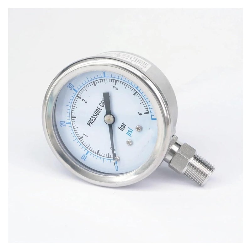 304 Stainless Steel 60mm Dial Pressure Gauge 0 4 Bar PSI NPT Male For Steam Brewing Pneumatic - Image 3