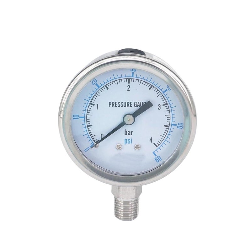 304 Stainless Steel 60mm Dial Pressure Gauge 0 4 Bar PSI NPT Male For Steam Brewing Pneumatic - Image 1