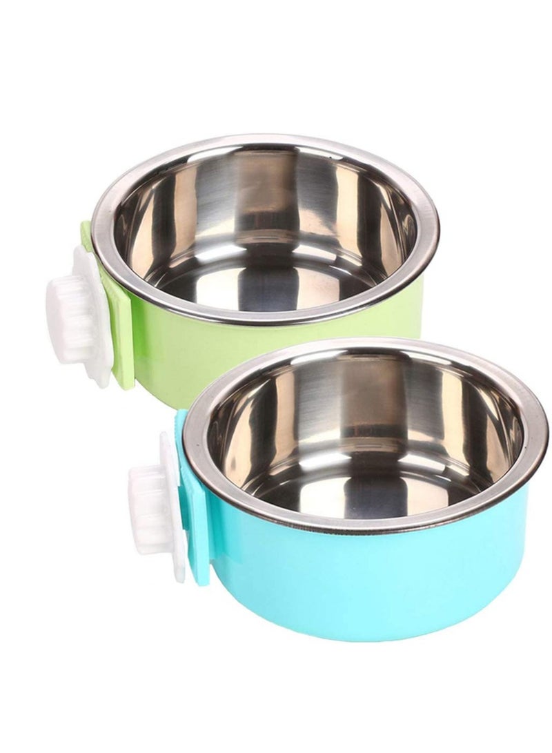 Set of 2 Etched Stainless Steel Dog Bowls Easy to Clean Bacteria Rust Resistant Silicone Ring Feeding for Dogs Elastic Bowl - Image 1