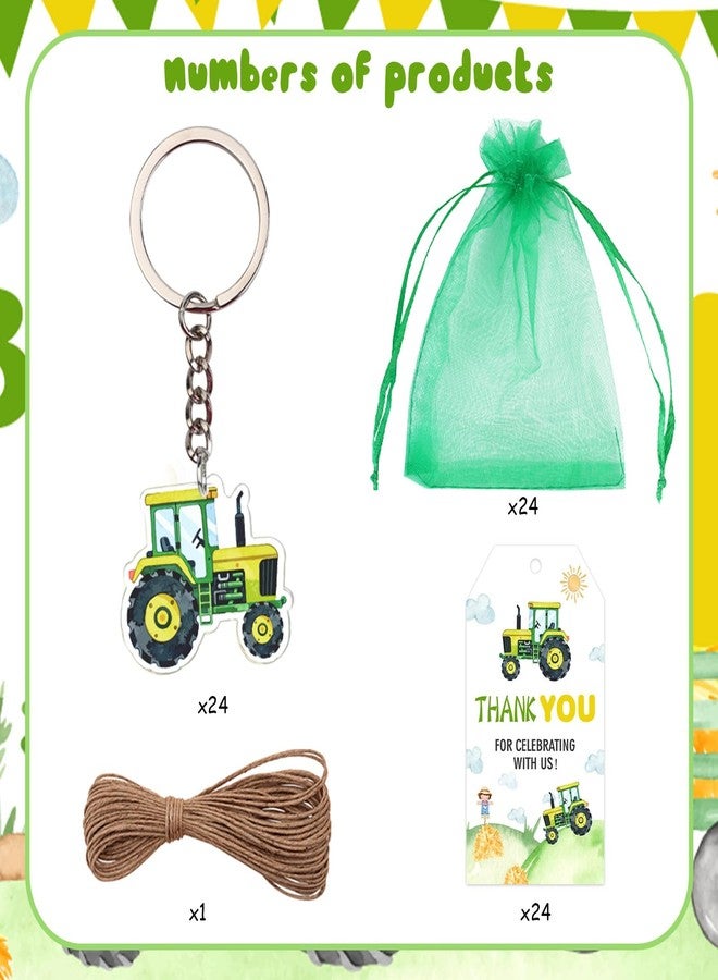 Serencatcher 72Pcs Tractor Party Favors, Tractor Birthday Decorations Tractor Keychain Thank You for Celebrating with Us Gift Tags Green Organza Bags for Farm Theme Birthday Baby Shower Party - Image 5