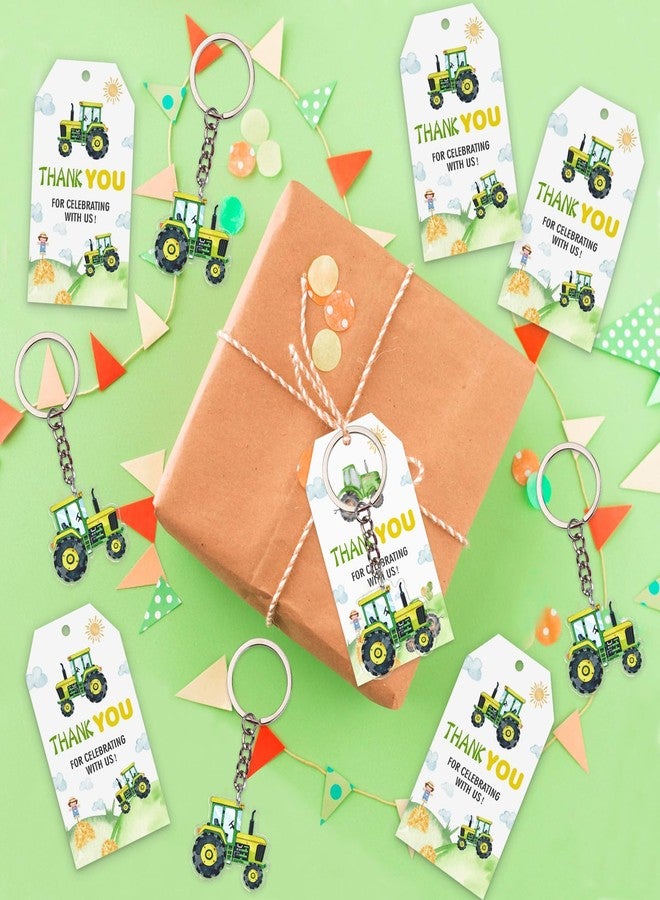 Serencatcher 72Pcs Tractor Party Favors, Tractor Birthday Decorations Tractor Keychain Thank You for Celebrating with Us Gift Tags Green Organza Bags for Farm Theme Birthday Baby Shower Party - Image 4