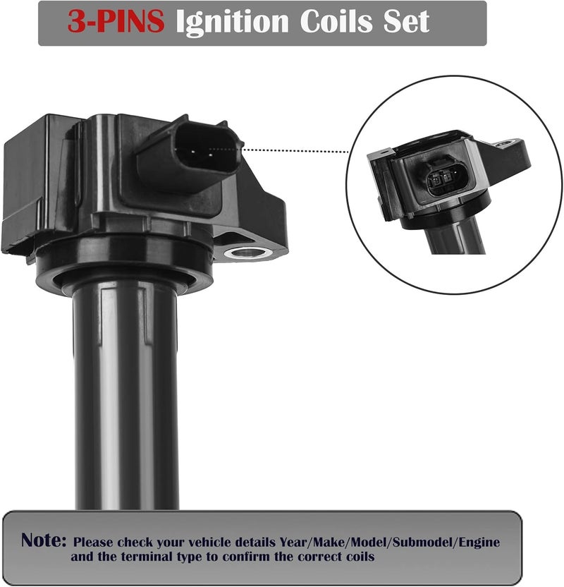 LCWRGS Set of 4 Ignition Coils for Honda Accord, CR-V, Acura TLX, ILX 2.4L - Image 3
