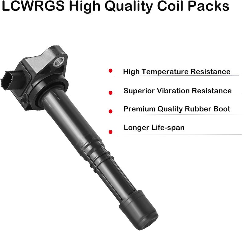 LCWRGS Set of 4 Ignition Coils for Honda Accord, CR-V, Acura TLX, ILX 2.4L - Image 2