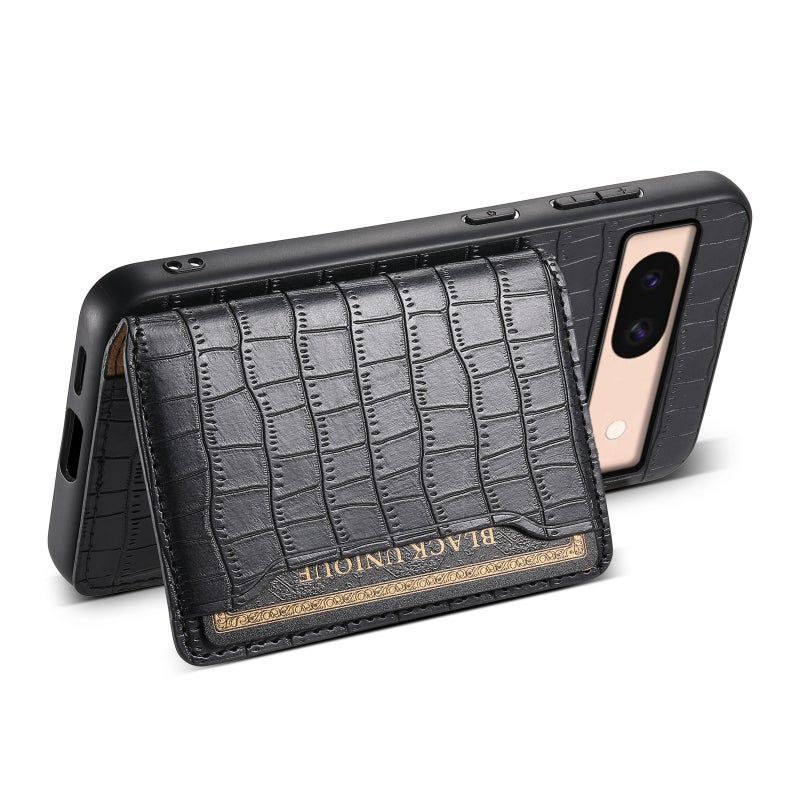 HuHa Case Cover For Google Pixel 8a Crocodile Texture Card Bag Design Full Coverage Phone Case(Black) - Image 4