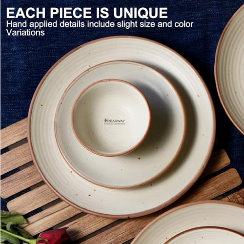 Freakway Handcrafted Ceramic Stoneware Cream White Dinner Plates 10 Inches with Serving Bowl Set of 3 Pieces | 1 Dinner Plates with 2 Bowls | Dishwasher & Microwave Safe - Off White - Image 5