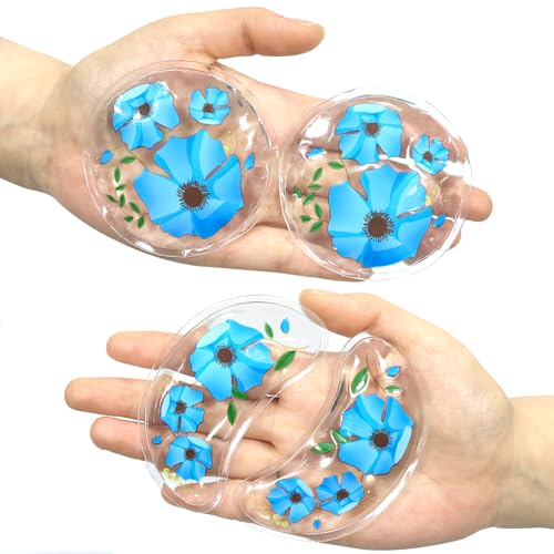 CONBELLA 4PCS Gel Eye Ice Pack Set, Cold & Hot Compress, Reusable Cooling Gel Pads for Strain Relief, Swelling, Dark Circles, Redness, Puffy Eyes, Surgery Recovery (4 Blue flowers) - Image 1