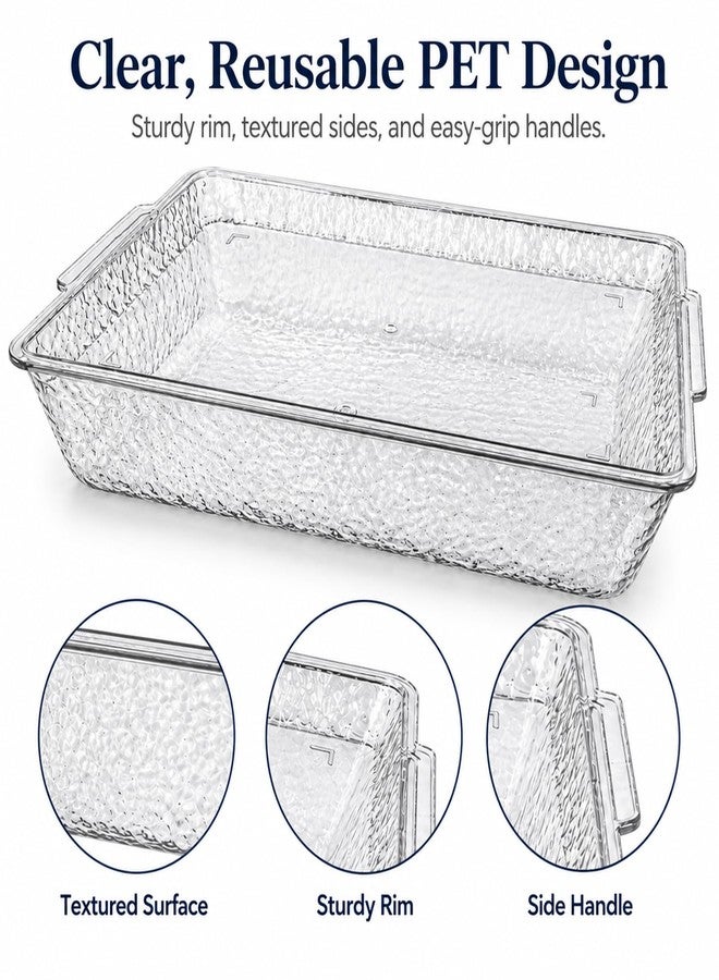 daslich 2 Pack Chilled Serving Tray with Ice Chamber, Clear PET Appetizer Platter Set with Stainless Steel Tongs, Fruit Forks & Ice Scoop, Cold Food Tray for Seafood, Fruit, BBQ & Pool Parties - Image 5