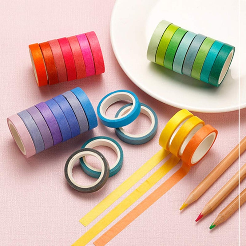 STOBOK 60 Roll Basic Washi Paper Tapes Assorted Pure Colors Chic Tape Stickers Gift Wrapping Tape Diy Craft Tape Paper Decor - Image 4