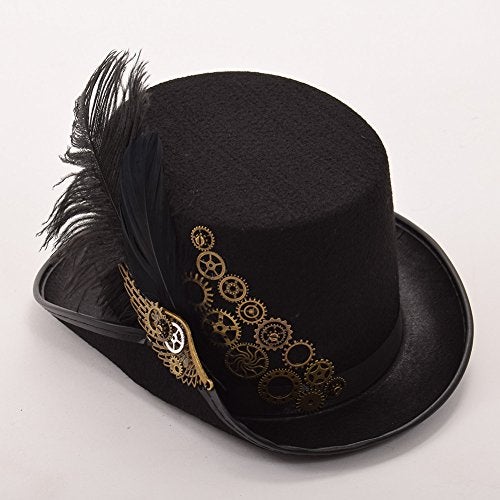 GRACEART Unisex Steampunk Top Hats with Goggles for Women Men - Image 5